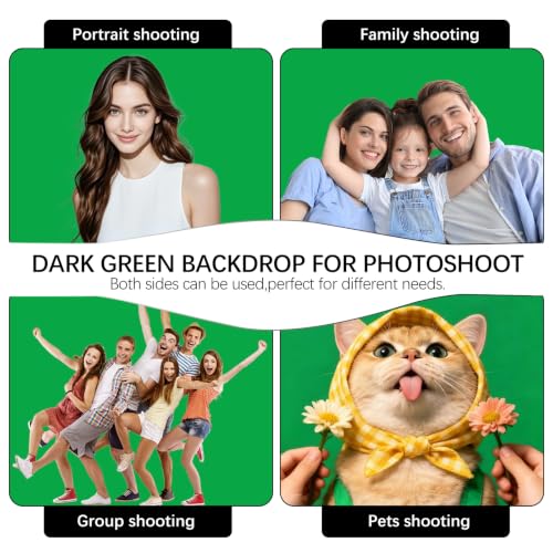 Dark Green Photography Backdrop for Photoshoot, 10x10 Ft Polyester Photo Backdrop Curtains, Dark Green Backdrops Screen for Photo Studio, Video, Content Creators, Birthday Parties Background - color: Deep Green