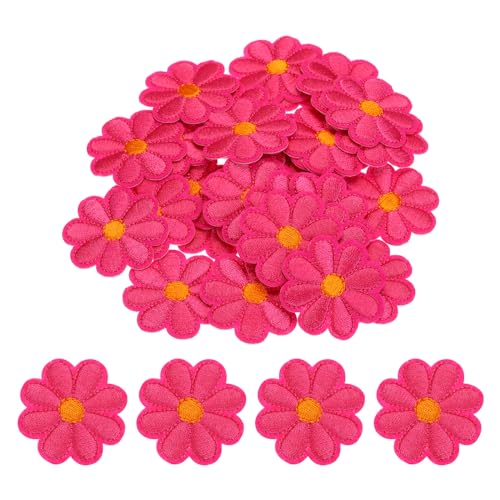MECCANIXITY Flower Iron-on Patches Embroidered Sew Flower Patch Appliques Repair Patches for Clothing Repair Backpack Shoes Decoration 90x90mm/3.54x3.54 Pack of 30(Rose Red) - color: Rose Red