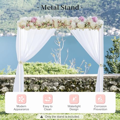 6.6ft Square Metal Backdrop Stand, White Adjustable Height Wedding Arch Frame with Portable Carrying Bag, Telescopic Pipe and Drape Curtain Frame Kit for Wedding Ceremony, Photo Booth Decoration - size: 6.6X6.6FT White