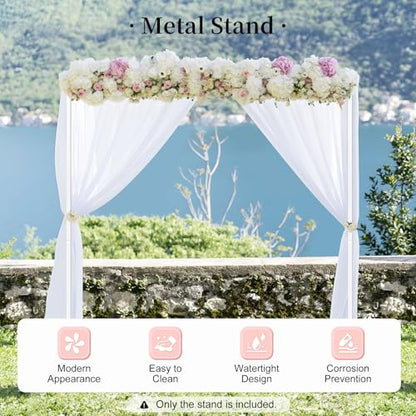 6.6ft Square Metal Backdrop Stand, White Adjustable Height Wedding Arch Frame with Portable Carrying Bag, Telescopic Pipe and Drape Curtain Frame Kit for Wedding Ceremony, Photo Booth Decoration - size: 6.6X6.6FT White