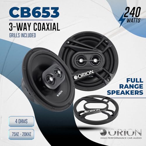 ORION Cobalt CB653 6.5" 3-Way Coaxial Car Speakers, 240W Pair | 3-Way Full Range Audio, Polypropylene Cone, Butyl Rubber Surround, Enhanced Bass - style: 6.5" 240 Watts