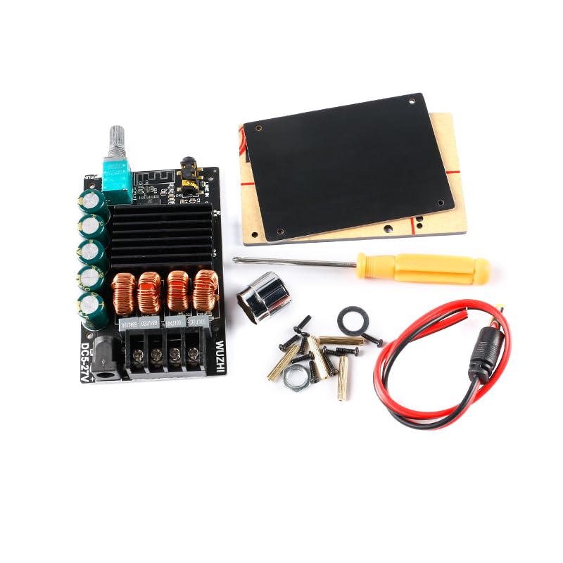 ZK-1002 100W x 2 HiFi Bluetooth-Compatible Amplifier Board with TPA3116D2 Chip 2.0 Channel Mini HiFi Power Amplifier Receiver with Volume Control BT AUX Inputs TPA3116