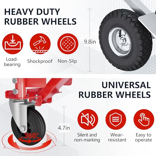 4 in 1 Convertible Hand Truck-1,000lb Heavy-Duty Folding Hand Truck Dolly Cart with Solid Wheel, 1000LBS Heavy Duty Steel Dolly for Logistics, Warehouse, Home, Office Moving, Delivery - size: 4 Wheels with 1000 lbs capacity(steel)