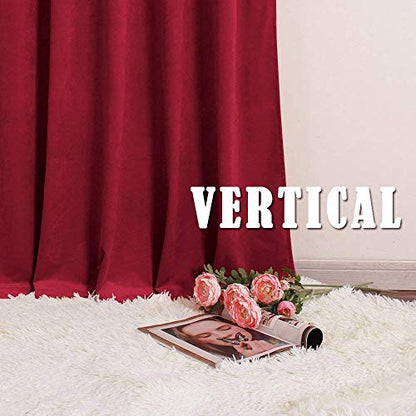 RYB HOME Red Velvet Curtains 63 inches Long - Super Soft Room Darkening Energy Efficiency Window Covering for Girl Bedroom Living Room Bathroom Backdrop, W 52 x L 63 inch, Ruby Red, 2 Panels - color: Ruby Red, size: 52"W x 63"L (Pack of 2)