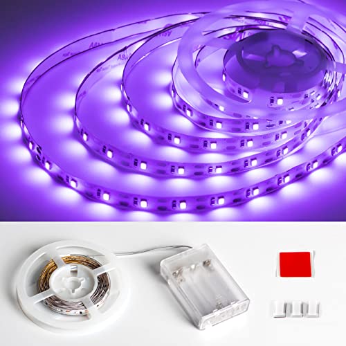 6.6ft 120 LED Black Light Strips, Battery Operated UV LED Strip for Glow Party, Halloween, Glass, Poster, Painting, Battery Not Included