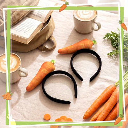 Knitgrip 2 Pcs Pickle Headband Funny Costume Accessories,Carrot | Carrot Hats for Adults Women, Halloween Party Dress Up, Novelty Headwear for Theme Events, Realistic Green Veggie Design - style: Carrot