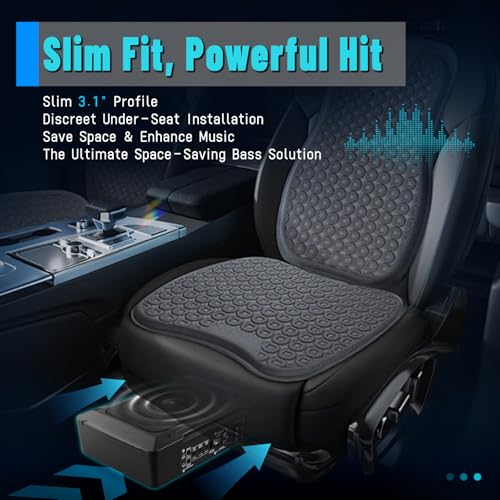 1000W 8" Car Subwoofer, Slim Active Under Seat Powered Subwoofer with Built-in Amplifier, High/Low Level Inputs, Compact Bass Solution for Car and Truck Audio - color: 8" 1000W Subwoofer