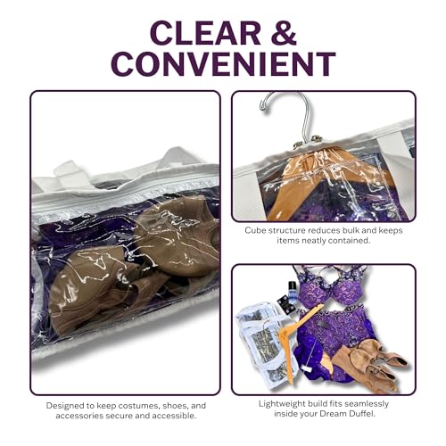 Dream Duffel Medium Garment Cubes, Costume & Accessory Storage with Multiple Pockets, Space-Saving Organiser for Dance & Travel, 3-Pack - size: Medium
