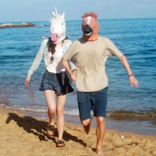 CreepyParty Horse Head Mask for Adults, Natural Latex Horse Costume Mask for Halloween Parties and Cosplay, Brown