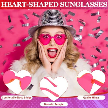 Short Bob Straight Hair Wigs with Bangs, Heat Resistant Fiber Hair, Heart-shaped Glasses for Women (Hot Pink) - color: Hot Pink