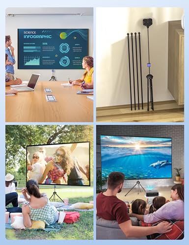 Projector Screen with Stand, Paris RHÔNE 100-inch Outdoor Indoor Projector Screen 16:9 4K HD PVC, 1.5 Gain Portable Wrinkle-Free Movie Screen for Home Backyard Theater with Carry Bag, Ground Nails - size: 100 inch