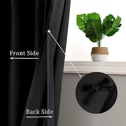Hiasan Black Velvet Blackout Curtains 96 inches Long, 2 Panels, 42W x 96L - color: Black, size: 42"W x 96"L (Pack of 2)