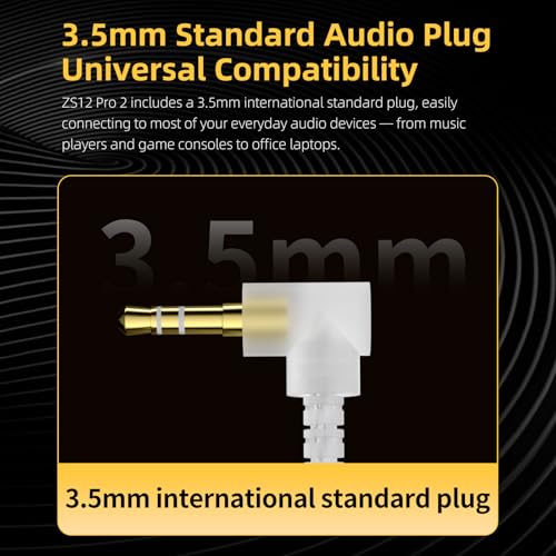 KZ ZS12 PRO 2 in Ear Monitor Headphone, 5BA+1DD 6 Hybrid Driver Gaming Earbuds Wired Earphones, HiFi Clarity Sound Immersive Bass IEMs for Gaming Musician Singer Audiophile (Silver without Microphone) - color: Silver, style: without mic