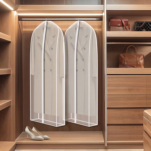 Zilink Leather Jacket Coat Storage Bags Dress Bags for Gowns Long 60 in | 7in Gussted, Wrinkle Free, Breathable, Dust Covers for Hanging Clothes for Leather Jacket Fur Coat Puffy Dress Storage, 4Pack - size: 60"-4pack