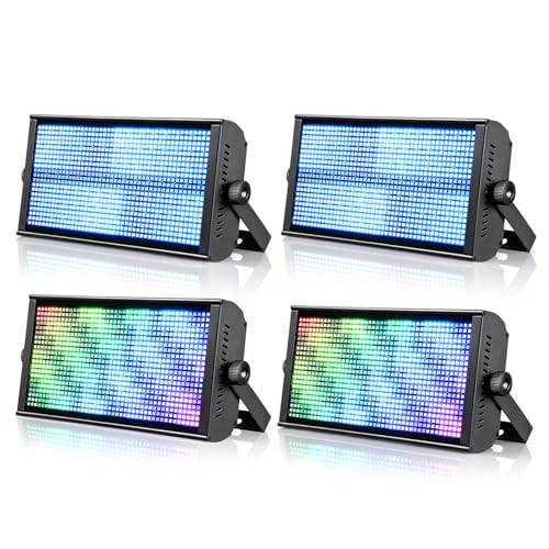Betopper Stage Strobe Light Bar, 945 * 0.5W RGB LED Stage Light Bar with 7x15 Pixel Control Zones,30Hz Strobe Speed,DMX512 Sound-Active Flash DJ Light Bar,Disco Wash Lighting for Club,4 Packs