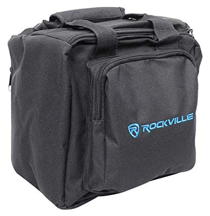 Rockville Battery PAR 61 White RGBWA+UV Wash Light 2-Pack with RLB90 Bag | 10-15-Hour Rechargeable Battery, 5000mA, DMX, 6x6W LEDs, IR Remote, Sound Activated, Strobe, RLB90 Travel Bag, DJ, 3-Items