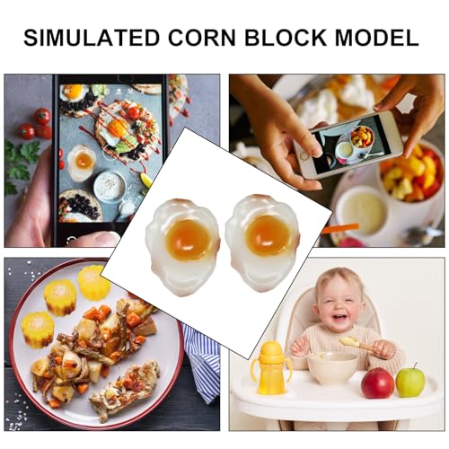 Honbay 4PCS Lifelike Artificial Fried Eggs PVC Resin Fake Food Realistic Simulation Cooked Egg Imitation Food Model Props for Home Party Halloween Decoration Market Food Sample Display