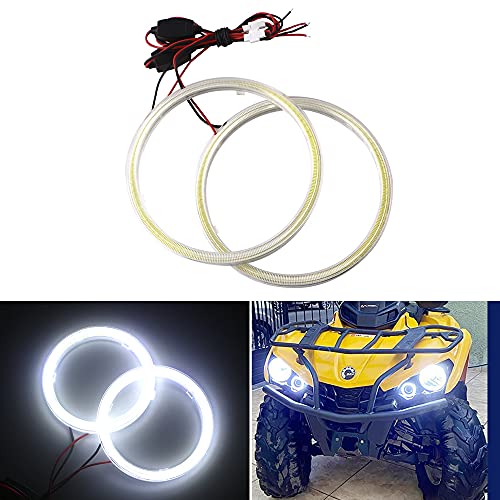 Qasim 1-Pair Super White 100MM 72SMD COB LED Halo Ring Angel Eyes with lampshade Cover Led DRL Fog Light 12V 24V - size: 100MM-white