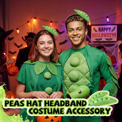 Knitgrip 2 Pcs Pickle Headband Funny Costume Accessories,Peas Green, Black | Peas Hats for Adults Women, Halloween Party Dress Up, Novelty Headwear for Theme Events, Realistic Green Veggie Design - style: Peas
