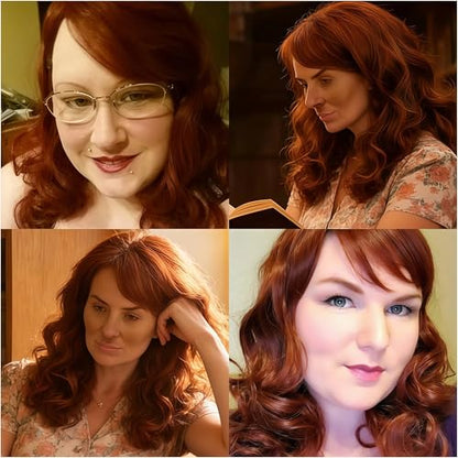 Cying Lin 18" Long Curly Red Brown Beehive Wig Heat Resistance Fiber Synthetic Hair Party Natrual Wigs Peluca (RED BROWN) - color: RED BROWN