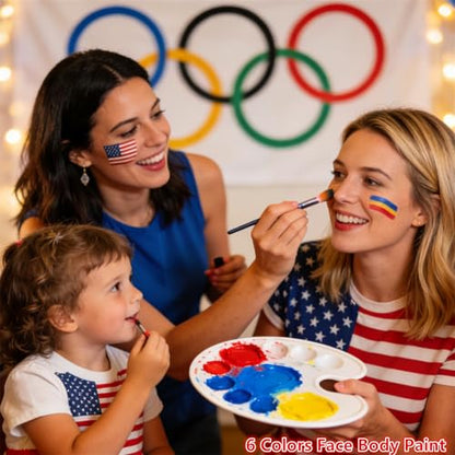 Go Ho 6 Colors Face Body Paint for Game Day 2026,White &Black &Red&Yellow&Green&Royal Blue Face Paint,Waterproof Professional USA Flag Face Painting,Halloween Cosplay SFX Makeup Palette - color: White+Black+Red+Royal Blue+Green+Yellow(SFX Makeup)