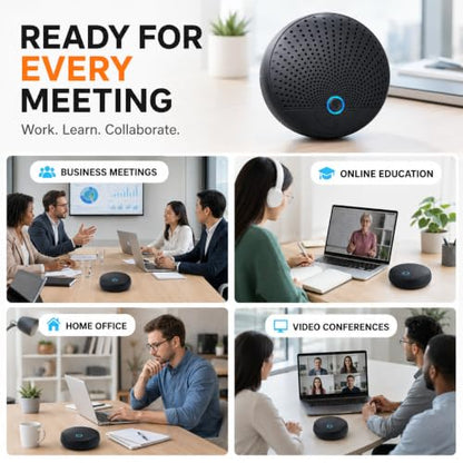CM300 Conference Speaker with 10 Wireless AI Mics, 360° Pickup, 65FT Range, Noise Reduction, Echo Cancellation, Full Duplex USB Speakerphone for 10-Person Meetings, Zoom and Microsoft Teams - color: Black