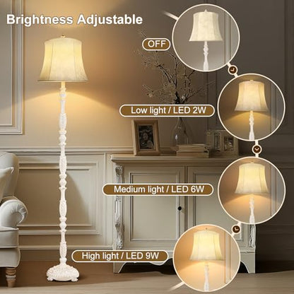 Scenekoy Rustic 66” Wash White Floor Lamp for Living Room Bedroom - color: Beige