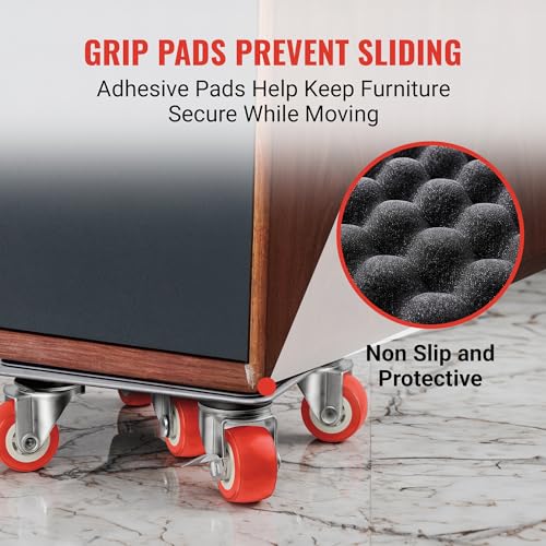 Heavy Duty Furniture Movers, 4000 lb Furniture Dolly Kit | Steel moving dolly kit with 6.9 in platforms and 360 degree rubber wheels for furniture and pool tables.