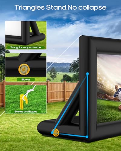 3-in-1 14FT Inflatable Projector Screen - Outdoor Movie Screen, Dart Board and Football Target with 120W Blower, Front/Rear Screen for Celebration & Outside Movie Night - size: 14FT
