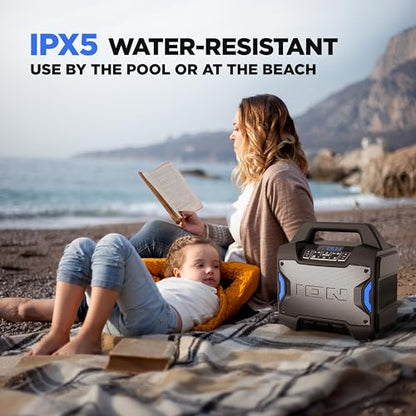 ION Tailgater Boom 60W Portable Bluetooth Outdoor Speaker | Water Resistant, Radio, Mic Input, USB Charging, Stereo Linking, Bass Boost and App Control, for Parties and Outdoor Events - style: 60W water-resistant
