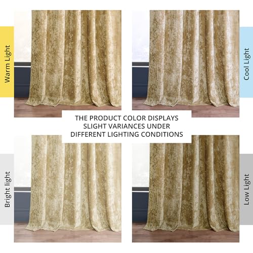 HPD Half Price Drapes Lush Crush Velvet Curtains - Room Darkening Curtain 84 Inches Long for Bedroom & Living Room, Luxury Look, Rod Pocket Design, (1 Panel), 50W x 84L, Gold - color: Gold, size: 50"W x 84"L (Pack of 1)