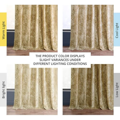 HPD Half Price Drapes Lush Crush Velvet Curtains - Room Darkening Curtain 108 Inches Long for Bedroom & Living Room, Luxury Look, Rod Pocket Design, (1 Panel), 50W x 108L, Gold - color: Gold, size: 50"W x 108"L (Pack of 1)