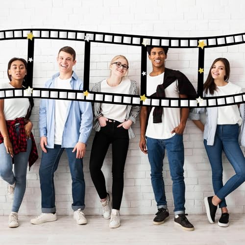 Large Fabric Movies Theme Photo Booth Props Film Themed Party Decoration Movie Theater Photo Frame Camera Action Party Backdrop Movie Theater Hanging for Film Favor Night Theme Birthday Supplies