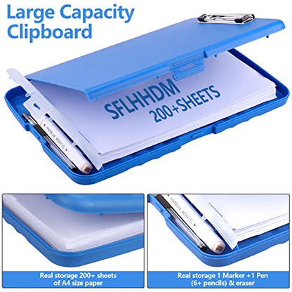 Clipboard with Storage, A4 Binder Nursing Clipboards with Pen Holder, Heavy Duty Storage Clipboards with Low Profile Clip, Clipboard Folder Side-Opening, Smooth Writing Clip Board (Blue) - color: Blue