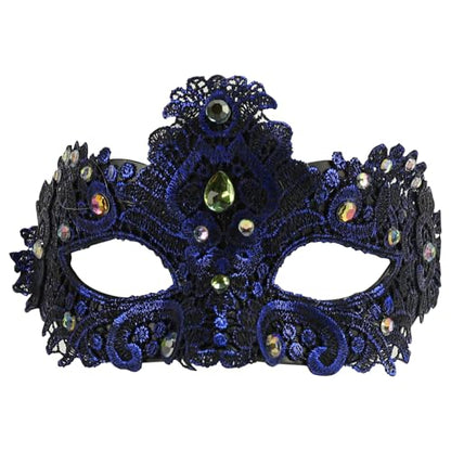 Trendy Apparel Shop Half Mask Venetian Masquerade Ball Costume - color: Blue 2