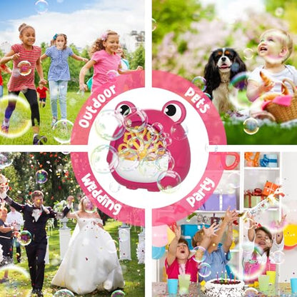 Frog Bubble Machine Toys for Kids 3-8, Outdoor Party Birthday Gift | Bubble Blower Maker with 2 Solutions, Gift for 3 4 5 6 7 8 Year Old Girls Boys - color: Red