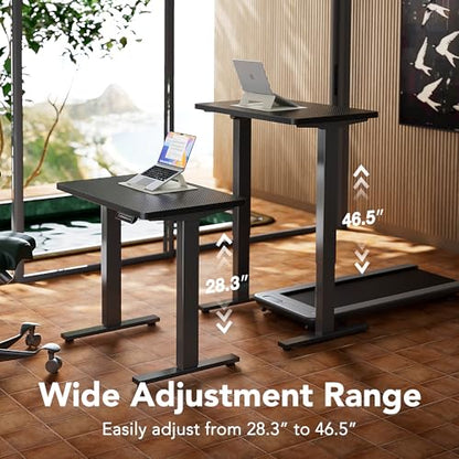 HUANUO 40x24 Inch Electric Standing Desk, Adjustable, Carbon Fiber Black | 176 Lbs Capacity, Smooth Home Office Desk, 4 Memory Presets & Headphone Hooks, 28.3–46.5 Inch Height Range, Easy to assemble - color: Carbon Fiber Black, size: 40" X 24"