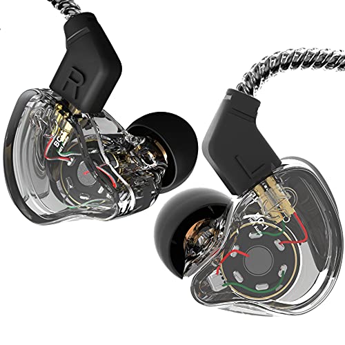 CCZ Yinyoo Melody in Ear Monitors Earphones Headphones Wired Earbuds without Microphone IEM HIFI Bass with 1DD 1BA, Ear fins, 4N OFC Cable for Musicians, Singer, on Stage, Studio (no mic, clear black) - color: Clear, size: Without Microphone, style: Witho