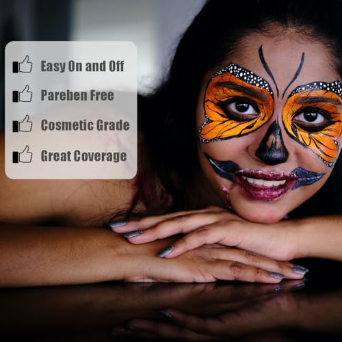 Bowitzki 30g Professional Face Paint Body Paint Water Based Face painting Makeup Safe for Kids and Adults Split Cake Single Color (Neon Yellow) - color: Neon Yellow