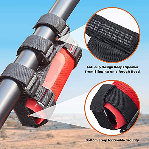 KEMIMOTO UTV Speaker Mount, Adjustable 2 Strap Style Portable Speaker Holder for 1.5" to 2.5" Roll Bar, Compatible with Polaris RZR Ranger Can Am X3 Commander Pioneer Kawasaki Mule (Pack of 2) - size: 3.54 x 5.31 x 2.55 inches (Pack of 2)