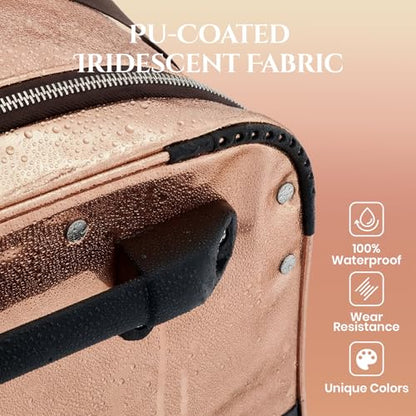 Fanwoli 28" Dance Bag with Garment Rack, Waterproof Competition Duffel - color: Maillard Brown
