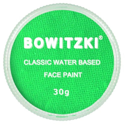 Bowitzki 30g Professional Face Paint Body Paint Water Based Face painting Makeup for Adults Split Cake Single Color Halloween Christmas Party (Light Green) - color: Light Green