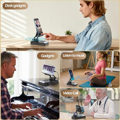 JTEMAN Cell Phone Stand with Bluetooth Speaker and Charging Stand,Piano Keys Design,Music Lovers & Teacher Gifts,Birthday Gifts for Men Women Dad Mom,Cool Tech Gadgets-Black - color: Black