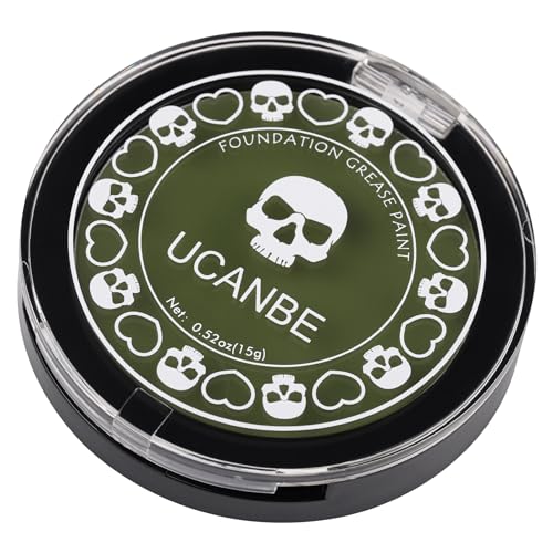 UCANBE Jungle Green Face Body Paint Makeup Foundation, Non-Toxic Cream Greasepaint, Face Painting Kit for for Kids & Adult Halloween Parties, Monster Witch Orcs Hulk Camo Hunting SFX Cosplay Costumes - color: Jungle Green