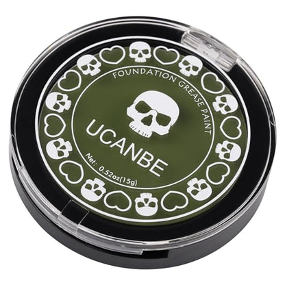 UCANBE Jungle Green Face Body Paint Makeup Foundation, Non-Toxic Cream Greasepaint, Face Painting Kit for for Kids & Adult Halloween Parties, Monster Witch Orcs Hulk Camo Hunting SFX Cosplay Costumes - color: Jungle Green