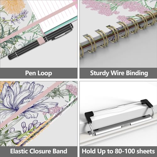 Clipboard Folio with Storage 8.5 X 11 Padfolio Notebook, Clipboards with Notepad Spiral with 10 Pockets and 5 Folders Nursing Teacher School Essentials (Wild Flowers) - color: Wild Flowers