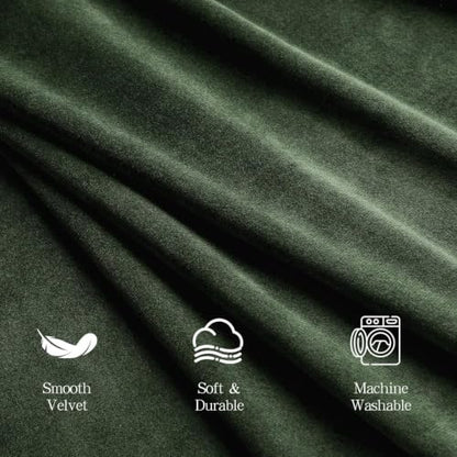 Benedeco Moss Green Velvet Blackout Curtains 52x84 Inch | Elegant Room Darkening Thermal Insulated Energy Saving Noise Reducing Velvet Window Drapes for Living Room, Bedroom - color: Moss Green, size: 52"W x 84"L (Pack of 2)