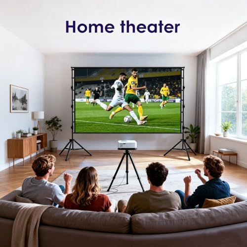 Outdoor Projector Screen with Stand, 84 inch Indoor Movie Screen 16:9 4K Rear Front Portable Projection Screen, Quick Setup Foldable Travel Home Theater Screen with Carry Bag for Backyard Camping - size: 84 inch-ZJ