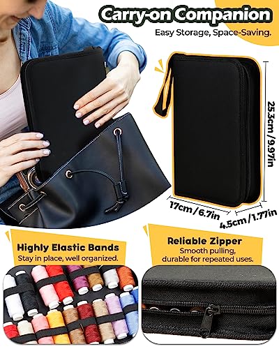 Heavy Duty Sewing Kit, Upholstery Repair Sewing Kit with Sewing Awl, 120PCS | Sewing Kit, Large-Eye Needles, Sewing Awl, Seam Ripper, 20 Colors Sewing Thread, Upholstery Repair, Leather Repair, DIY - color: 20 Color (Pack of 120)