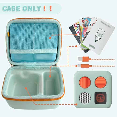 Hard Travel Case Compatible with Yoto Mini–Kids Audio & Music Player,Yoto Card Holder Bag with Adjustable Shoulder Strap for Up to 36 Audiobook Cards,Children’s Mini Player. (Light Green) - color: Light Green